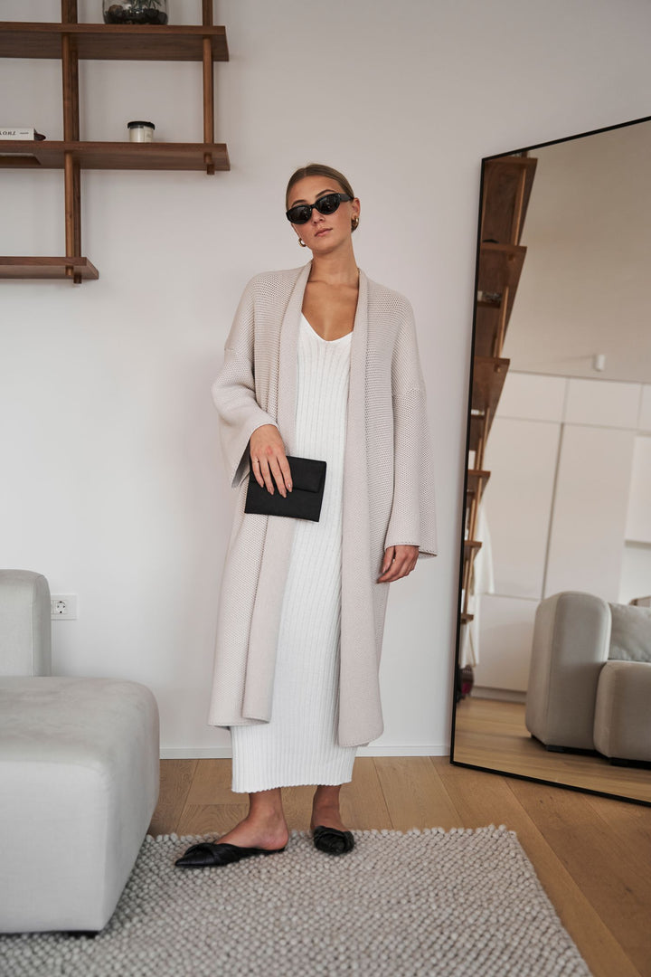 Knitted pinpoint cardigan coat