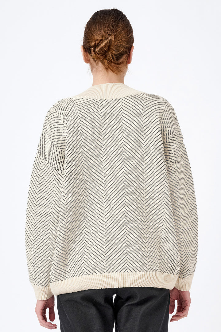 Knitted herringbone cardigan