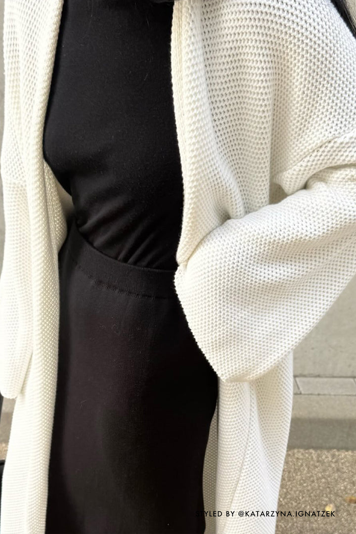 Knitted pinpoint cardigan coat