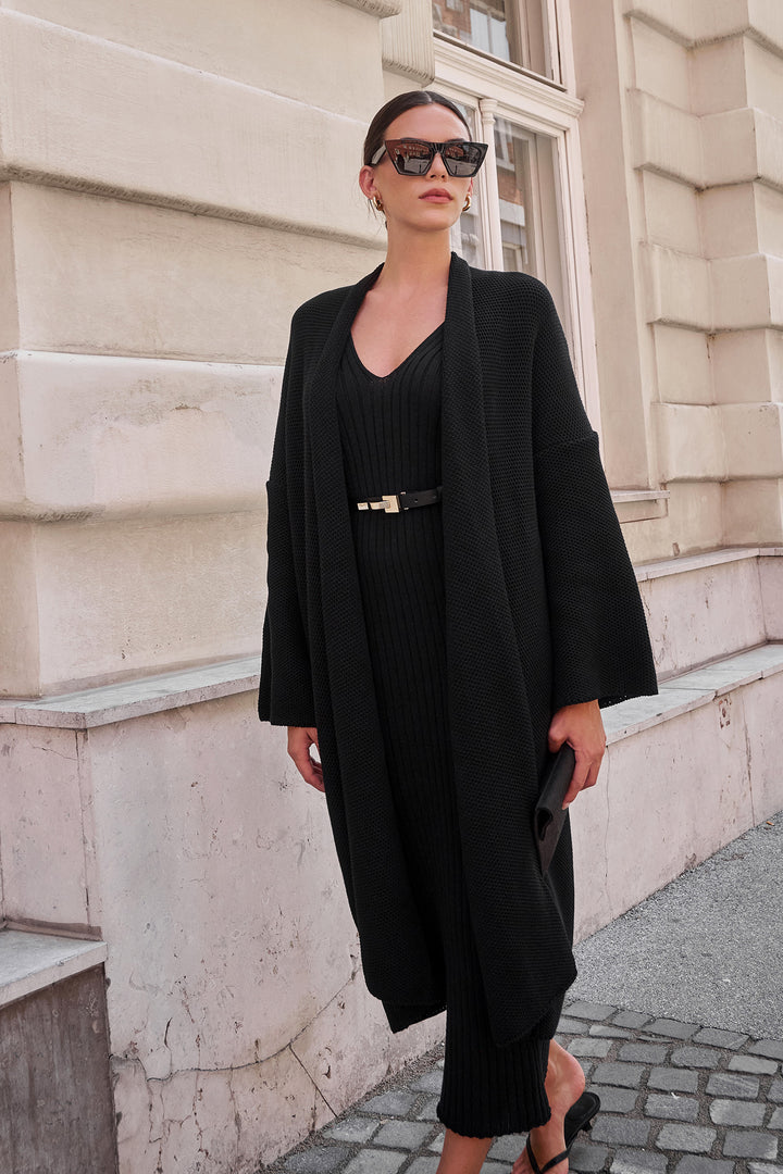 Knitted pinpoint cardigan coat