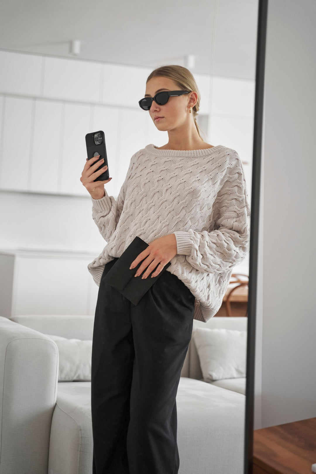 Knitted braid sweater