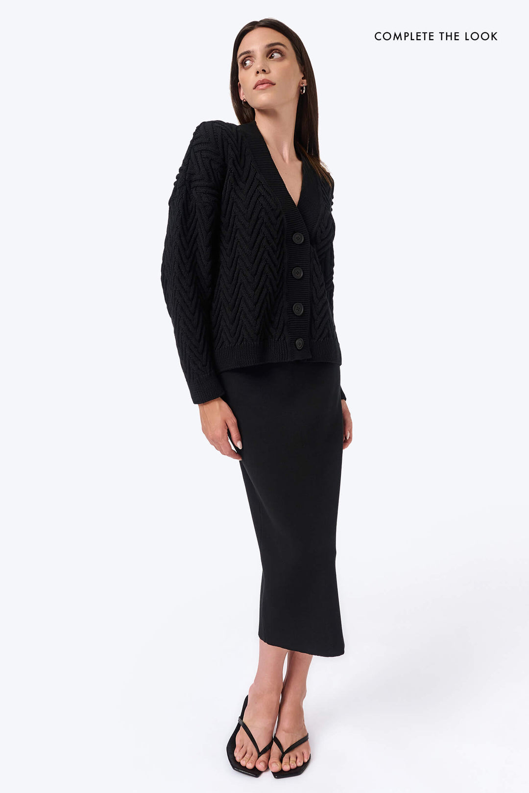 Knitted herringbone line cardigan