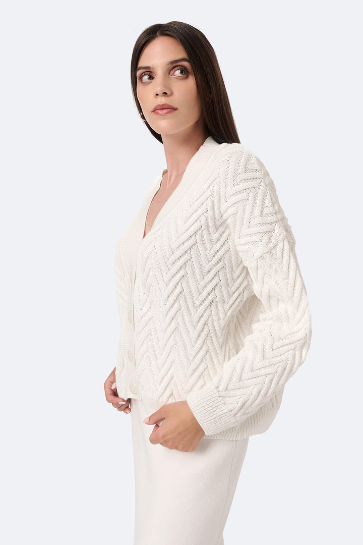 Knitted herringbone line cardigan