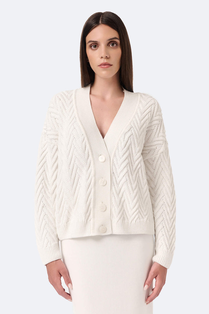 Knitted herringbone line cardigan
