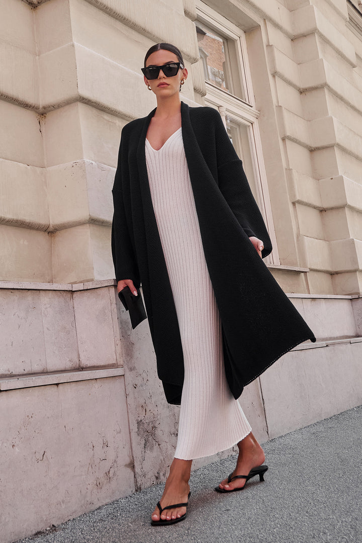 Knitted pinpoint cardigan coat