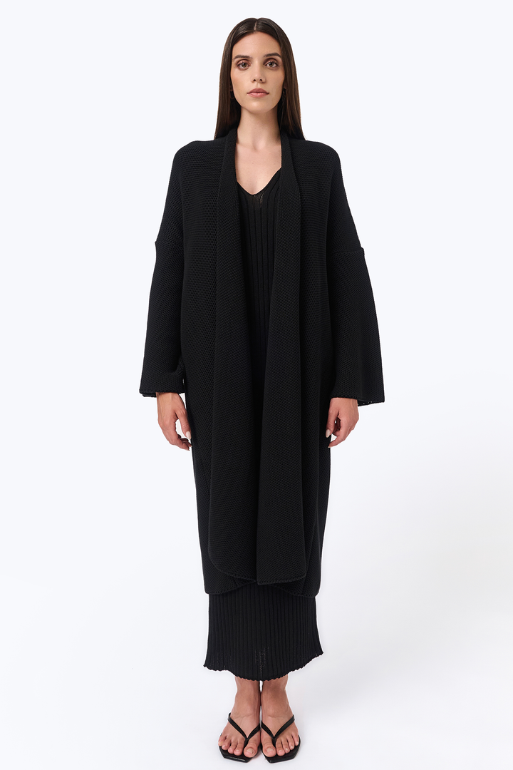 Knitted pinpoint cardigan coat