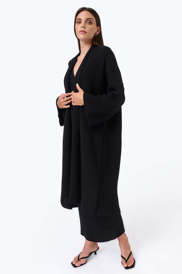 Knitted pinpoint cardigan coat