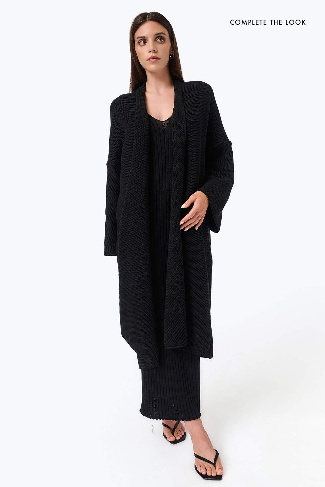 Knitted pinpoint cardigan coat