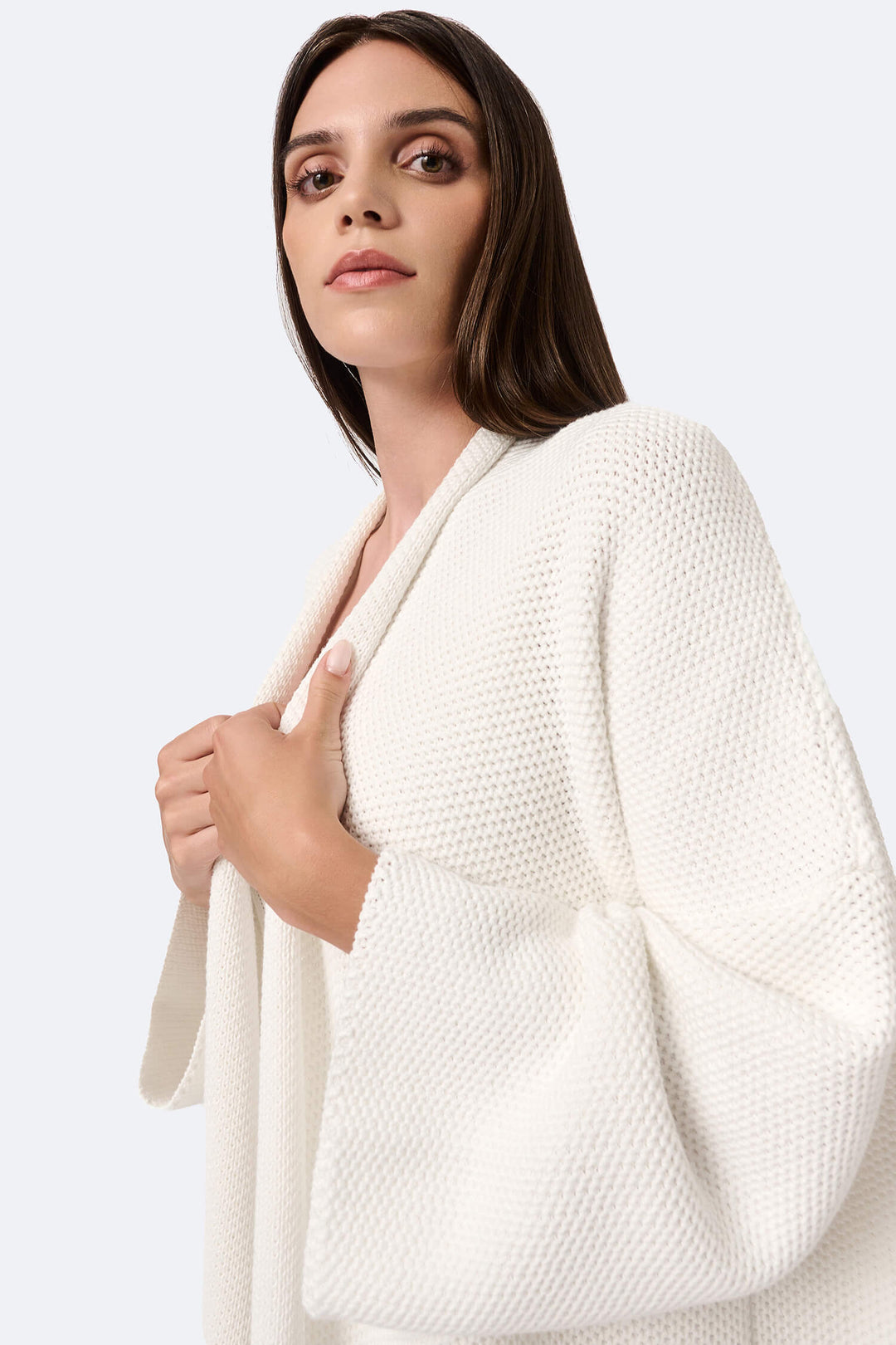 Knitted pinpoint cardigan coat