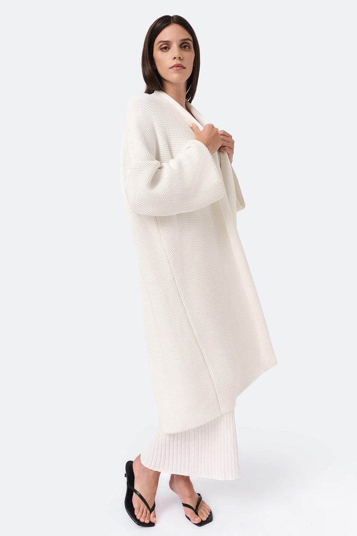 Knitted pinpoint cardigan coat