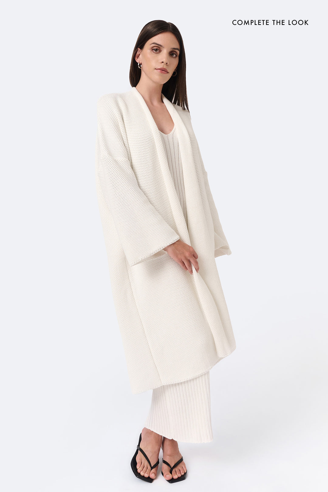 Knitted pinpoint cardigan coat