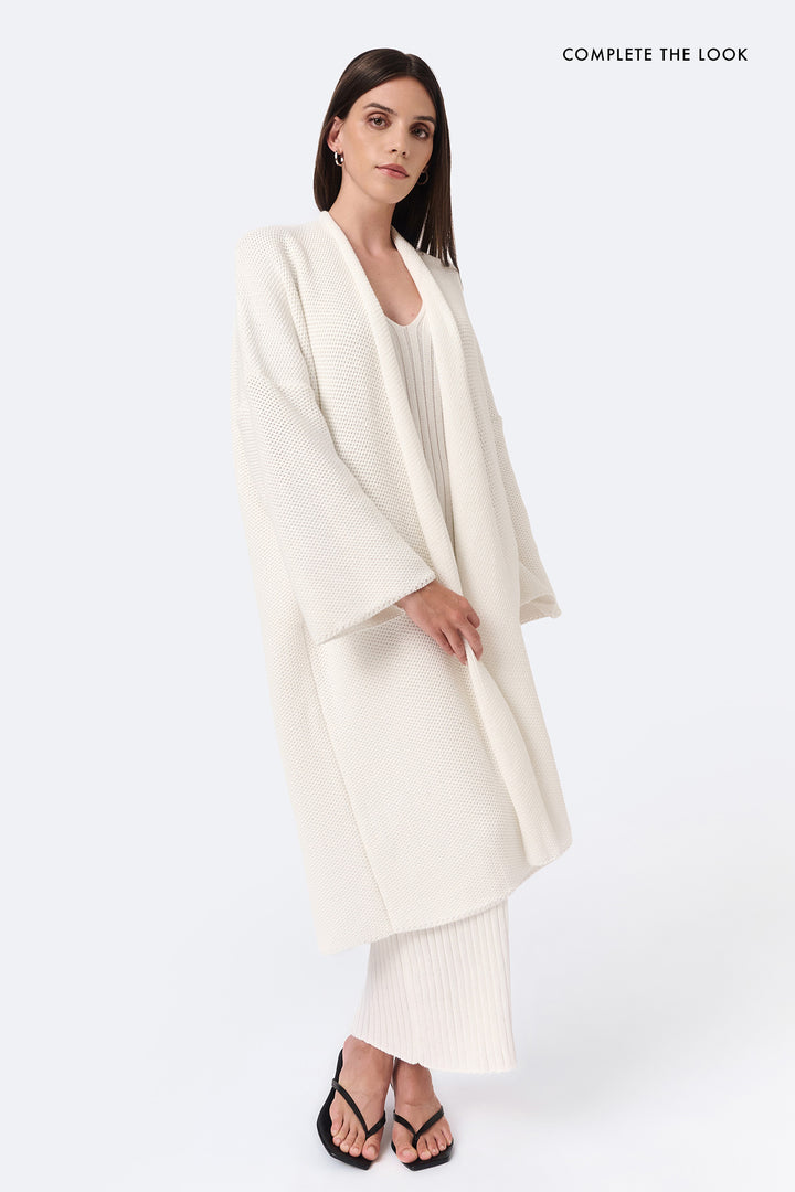 Knitted pinpoint cardigan coat