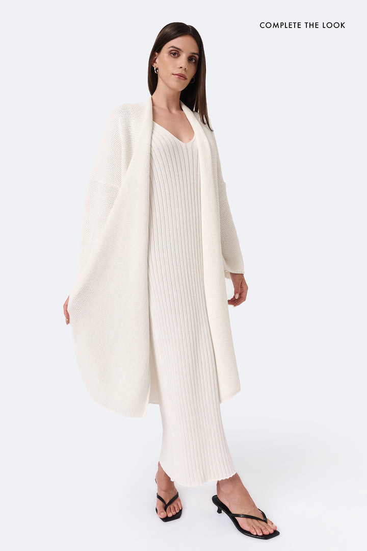 Knitted pinpoint cardigan coat