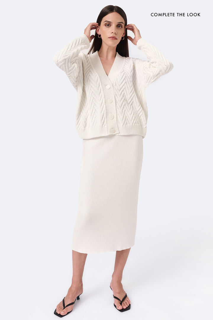 Knitted herringbone line cardigan