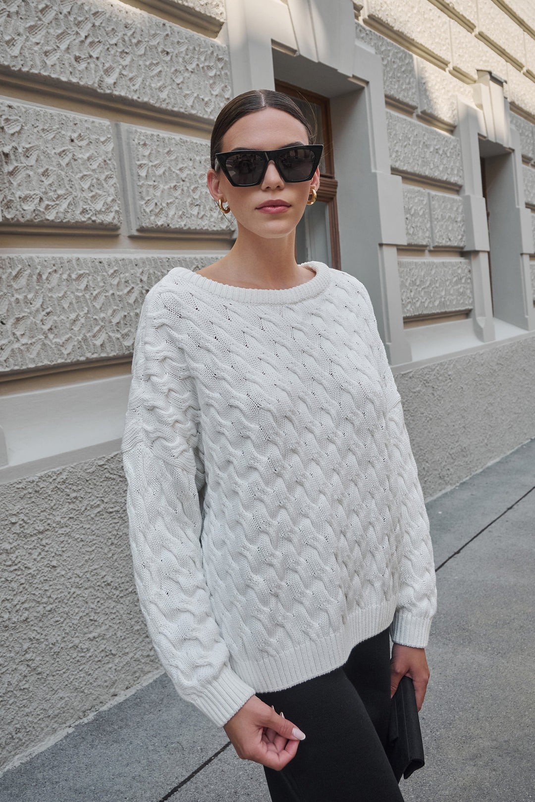 Knitted braid sweater