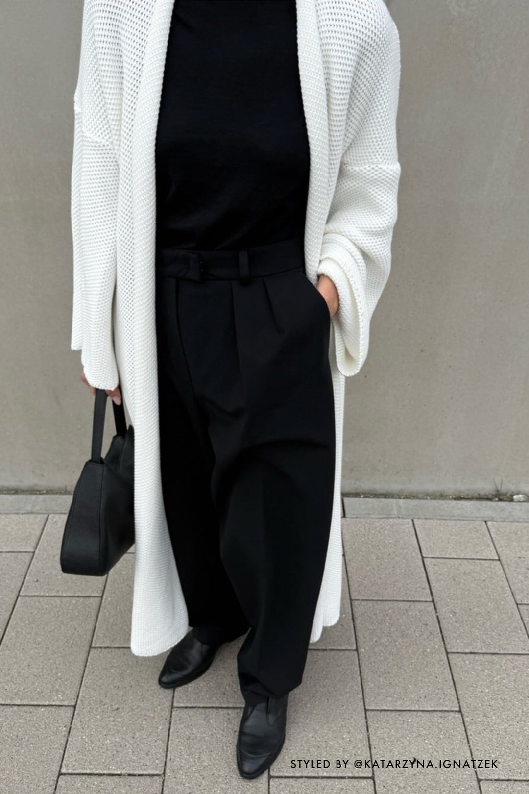 Knitted pinpoint cardigan coat