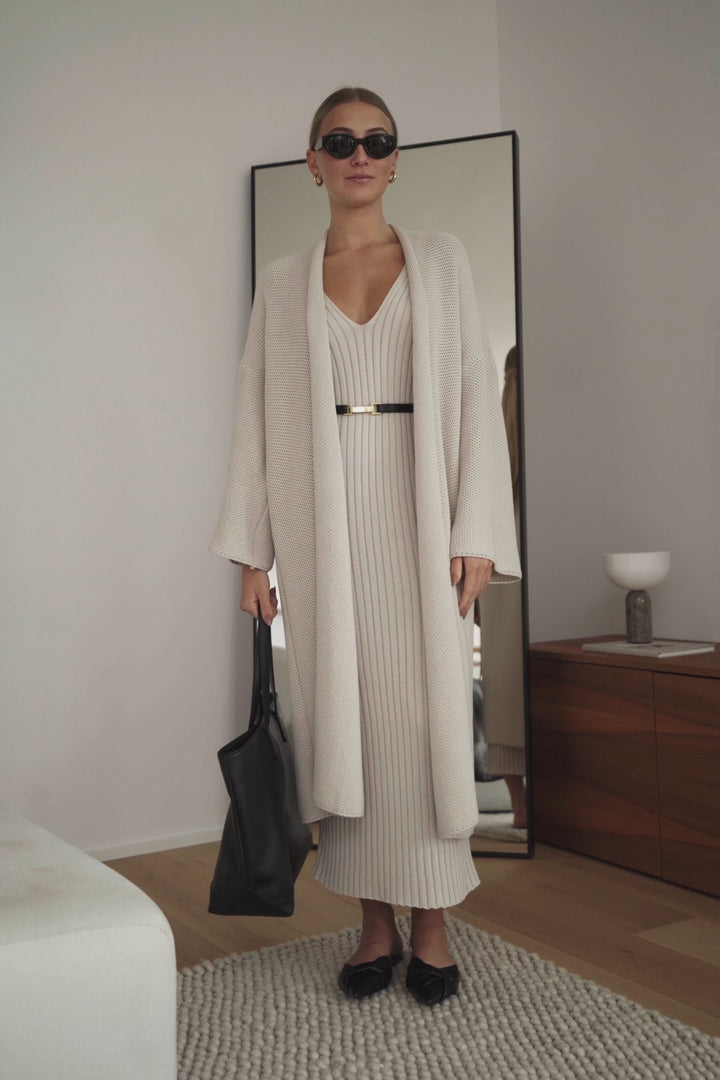 Knitted pinpoint cardigan coat